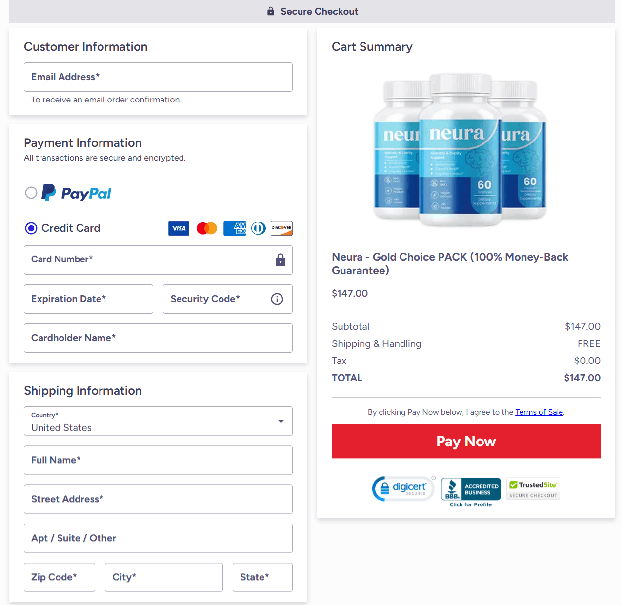 neura supplement checkout